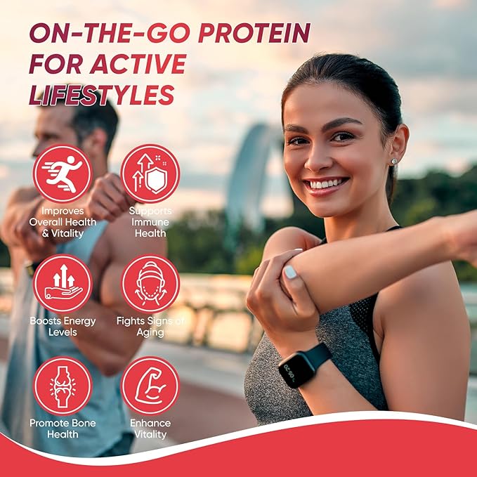 Protein Gummies, 144g Protein Per Bottle, Zero Sugar, Supports Daily Vitality, Low-Calorie, Guilt-Free, Strawberry Flavor, 60 Gummies