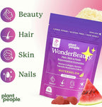 Plant People WonderBeauty Hair, Skin & Nails Rejuvenation Gummies with Tremella Mushroom, Collagen Peptides, Keratin, & Biotin – Watermelon Flavor, 10 Gummies