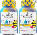 Zarbee's Naturals Children’s Calm Gummies, Magnesium for Kids Ages 5+, Melatonin-Free, Support for a Calm Mind & Body, Chamomile & Vitamin B6, Natural Raspberry Flavor, 30 ct, (Pack of 2)