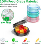 Urekt Small Pill Box, (4 Pack) Travel Pill Case Portable Daily Pill Organizer Mini Medicine Storage Container for Pocket Purse Cod Liver Oil Storage Box Earplug Case