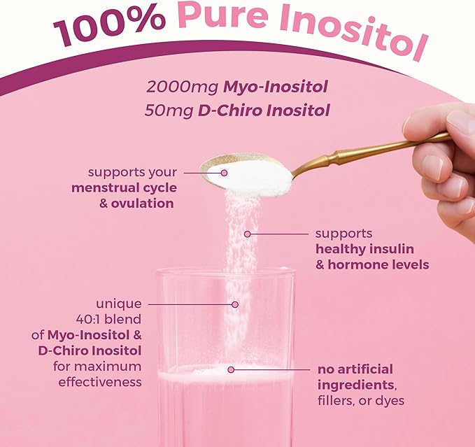 VITA-PCOS Myo-Inositol & D-Chiro Inositol Supplement for Women – 90 Day Supply Fertility Supplements for Women, PCOS Supplements, OvaSupport with 40:1 Ratio MyoInositol 2000mg & D-Chiro 50mg, 13.02oz