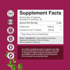 D Mannose with Cranberry Supplement - D Mannose 1000mg per Serving Capsules for Kidney Defense Support & Cleanse and Urinary Tract Health for Women & Men - Adults Bladder Health Supplement - 120 Count