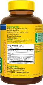 Nature Made Calcium 600 mg with Vitamin D3, Dietary Calcium Supplement for Bone Support, 100 Softgels