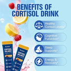 Cortisol Drink Mix, Cortisol Supplements for Women Men with Magnesium Glycinate, Ashwagandha, L-Theanine, Vitamin D 3 for Sleep & Relaxation, On The Go, 30 Ct (Raspberry Lemonade Flavor)