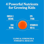 DAIKEN High Concentration Kids Fish Oil Omega-3 Gummies, No Sugar Added, Individually Wrapped, 300 mg DHA & EPA with Vitamin D3 for Kid, 30 Count, Tropical Fruit Flavor, Norwegian Sourced (Pack of 2)