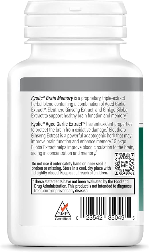 Kyolic Specialty Series Brain Memory, for Concentration & Recall*, 90 Capsules