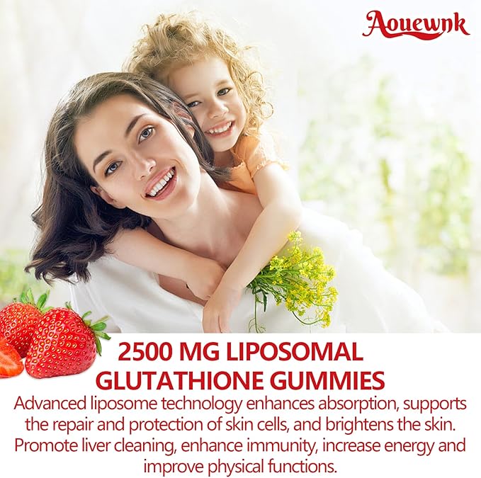 1 Pack 2500MG Liposomal Glutathione Gummies Supplement - Support Skin & Liver Function, 98% Bioavailability, with L-Glutathione & Milk Thistle to Support Antioxidant & Enhance Immunity