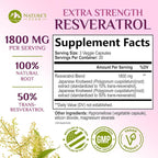 100% Natural Resveratrol 1800mg - 3X Strength Trans-Resveratrol Pills for Heart Health, Best Resveratrol Supplements, Potent Polyphenols Antioxidant Complex, Non-GMO, Bottled in USA - 60 Capsules