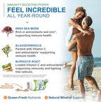 Power By Naturals Sea Moss Plus – USDA Organic Irish Sea Moss Capsules with Bladderwrack & Burdock Root – Immune Support for Adults – Vegan, Non-GMO, Gluten-Free – 60 Capsules (1-Month Supply)