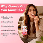 Iron Gummies for Women, Men & Kids, Vegan Iron Supplement with Vitamin C, B12, Folate for Energy Support & Immune Health, Sugar Free, 60 Gummies (Pack of 1)