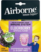 Airborne Elderberry Extract + Vitamin C 1000mg (per Serving) - Effervescent Tablets (20 Count in a Box), Gluten-Free Immune Support Supplement, with Vitamins A C E, Zinc, Selenium, Sugar Free