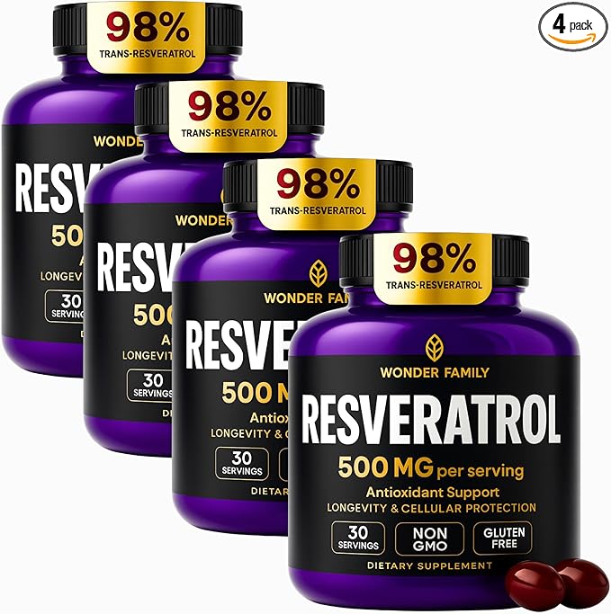WONDER FAMILY Resveratrol Supplement 2000mg - 240 Softgels – Powerful Antioxidant for Heart Health, Immune Strength, Signs of Aging – Higher Potency Next to 1600mg - Non-GMO & Gluten Free