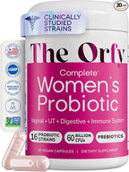 Complete Probiotics for Women - Vaginal, UT, Digestive & Immune Health - 60 Billion CFU, 16 Probiotic Strains, Prebiotics and Probiotics with Holy Basil - Once Daily, 30 Count