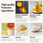 Nano Turmeric Curcumin Drink Powder Supplements–Mango Flavor Daily Morning Routine Immunity Wellness Shot, Gut Health & Joint Support - No Added Sugar, Vegan, Gluten-Free, Non-GMO,28 Sachets