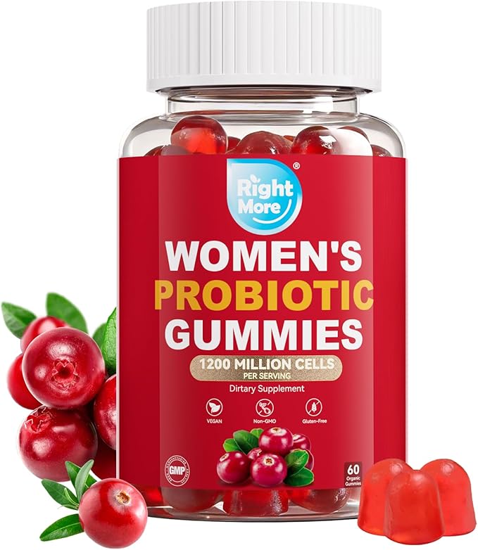 Probiotic for Women Gummies,Feminine Balance Gummies, -1200 Billion Compound, Digestive & Immune Support, Supports Vaginal Health Prebiotics, Natural Cranberry Flavor, Vegan, 60 Gummies