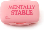 Cute, Large Pill Organizer for Vitamins & Supplements - Big, Silicone, Pink, Mentally Stable