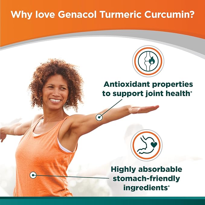 Genacol Turmeric Curcumin, Ultra-Hydrolyzed Collagen Peptides Supplement with Black Pepper Extract (BioPerine), Soothe Your Joints, Enhanced Absorption, 90 Capsules (30-Day Supply)