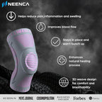 NEENCA Professional Knee Brace for Pain Relief, Medical Knee Support with Patella Pad & Side Stabilizers, Compression Knee Sleeve for Meniscus Tear, ACL, Joint Pain, Runner, Workout (Pink Gray, S)