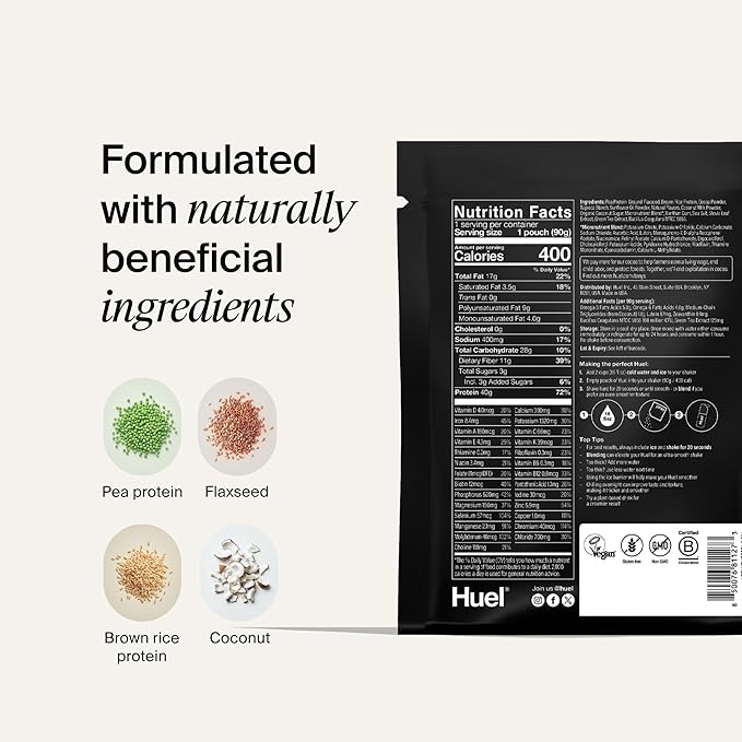 Huel Black Edition | Variety Pack 40g Vegan Protein Powder | Nutritionally Complete Meal Replacement | 27 Vitamins and Minerals, Gluten Free | 16 Single Serving Packets