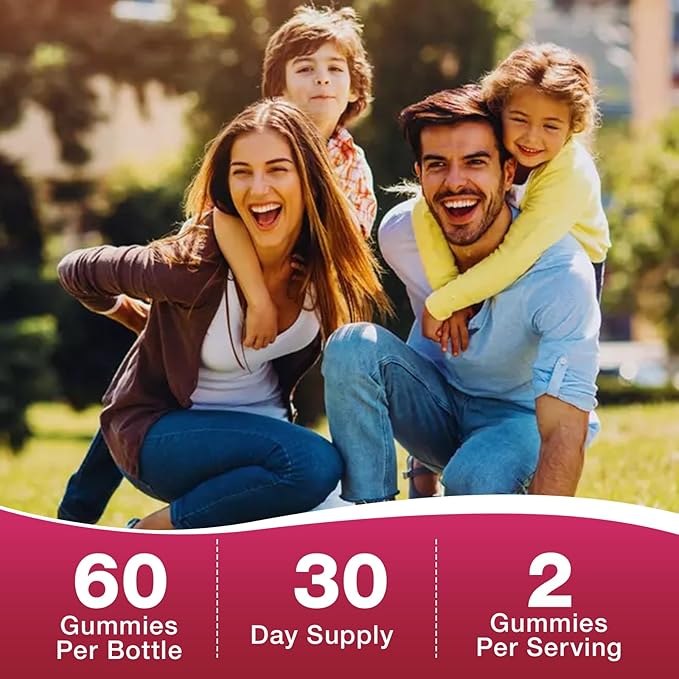 Calcium Citrate Gummies 1200mg - Sugar-Free Chewable Supplement for Women & Men with Bone, Muscle & Immune Support - Raspberry Flavor, 60 Count