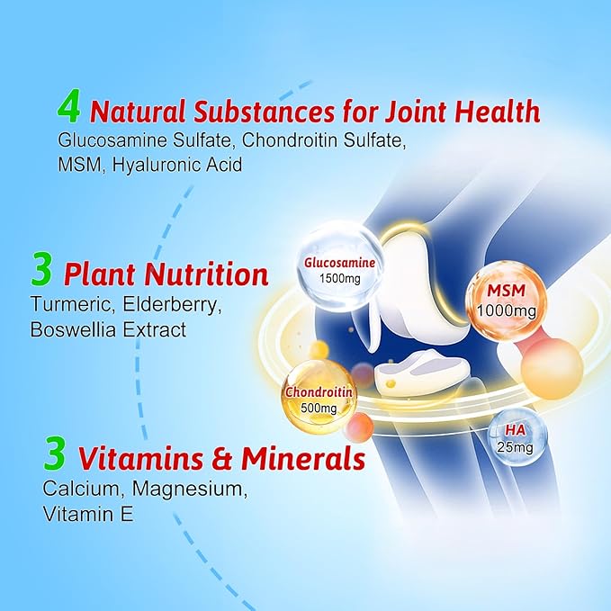 Glucosamine Chondroitin Gummies with MSM, Turmeric & Boswellia - Joint Support Supplement - Cartilage Support, Flexibility & Strength - 120 Gummies