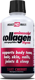 HEALTH DIRECT AminoSculpt Sugar-Free Collagen Supplement - High Potency Medical-Grade Protein for Hair, Skin, Nails & Joints, Grass-Fed, Non-GMO, Liquid Collagen - Tart Cherry - 15 Fl Oz