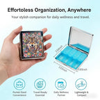 Weekly Pill Organizer, Metal Pill Box with 8 Compartments, Small Travel Pill Case for Purse Pocket, Medicine Vitamin Supplement Organizer (Floral Wolf)