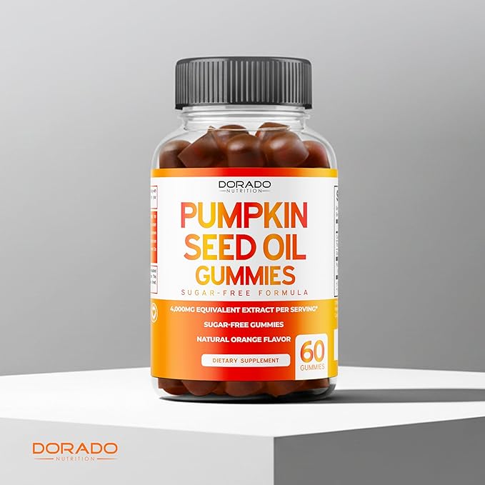 Pumpkin Seed Oil Gummies 4000mg Sugar Free Gummy Supplement with Pumpkin Seed Extract for Adults - Delicious Orange Flavor , Non GMO - Gluten Free , Vegan Supplement & USA Made (60 Capsules)