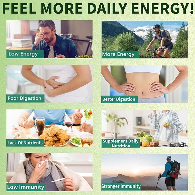 Greens Gummies - Organic Chlorella and Spirulina, Digestive & Gut Health, Formulated with 60+ Ingredients, Multi-Vitamins & Minerals, Daily Gummies, 224 Gummies Bear