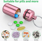Urekt 3 Pack Small Pill Box, Airtight Aluminum Alloy Pill Organizer Travel Pill Case for Purse Portable Medicine Box Bottle for Medication, Fish Oil, Supplements Storage