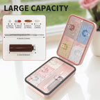 Restree Weekly Pill Organizer 8 Compartment, [Triple Seal Magnetic Lock] Travel Pill Case with Labels & Inner Lid, Moisture Proof for Vitamins, Fish Oil, Supplements, Daily Meds – 7+1 Large (Pink)