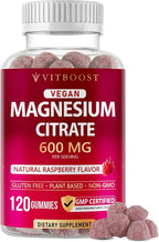 Vitboost Magnesium Citrate Gummies 600mg - 120 Count Vegan Magnesium Gummies for Relaxation & Muscle Support - Natural Raspberry Flavor - Non-GMO, Gluten Free, Plant Based
