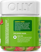 OLLY Fiber Gummy Rings, 5g Prebiotic Fiber, FOS (Fructo-oligosaccharides), Digestive Support, Berry Melon 50ct