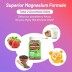 Magnesium Glycinate Gummies 600mg for Women & Men, with Magnesium L-Threonate 300mg, CoQ10 and Black Pepper, Vegan (60 Count)