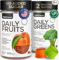 Super Greens + Super Fruits Gummies (Fruits/Greens Powder in Gummies Form) - 600mg Greens Blend + 600mg Fruits Blend for Immune Support, Sugar Free, Vegetarian, Non-GMO, 2-Pack (120 Gummies)