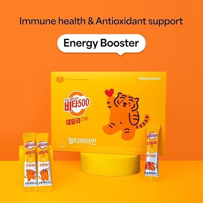 KWANGDONG Vita500 Multivitamin Powder Daily Stick, Improve Strong Immune, & Energy Boost with Vitamin C 500mg, and Vitamin B Complex (30 Sticks of 500mg)