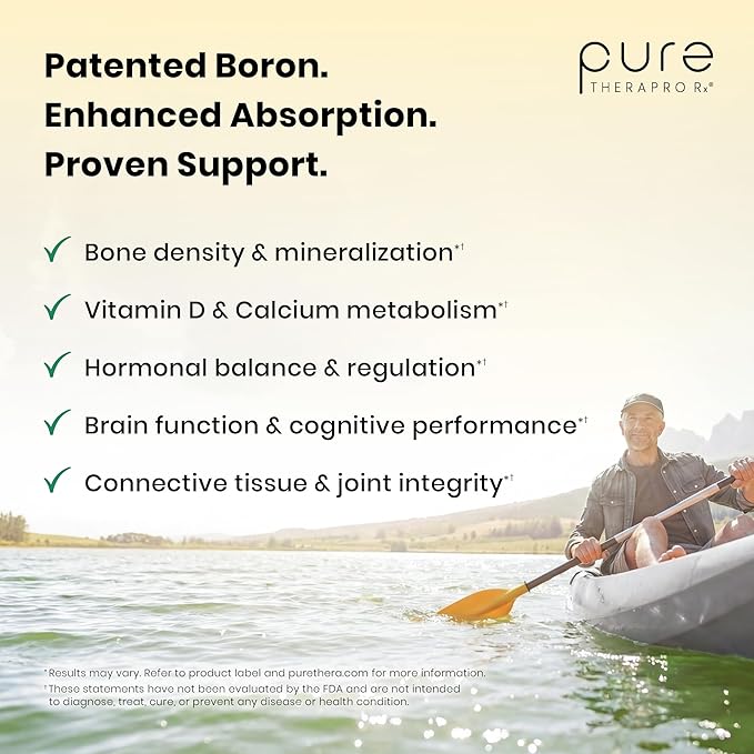Pure TheraPro Rx Bio Boron 10mg, 3 Months Supply - Bororganic Glycine Boron for Men & Women - Premium Formula for Bone Health, Joint Flexibility, Cardiovascular Function & Immunity Support