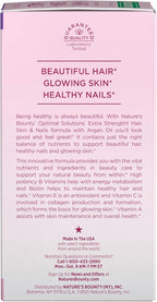 Nature's Bounty Advanced Hair, Skin & Nails, Argan-Infused Vitamin Supplement with Biotin and Hyaluronic Acid, 150 Rapid Release Softgels, 50 Total Servings