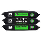 DUDE Wipes Herbal Relief Flushable Wipes - Extra-Large Adult Wet Wipes - 3 Pack (144 Count) - Infused with Soothing Witch Hazel, Geranium Essential Oils, Vitamin E, and Aloe - Septic and Sewer Safe