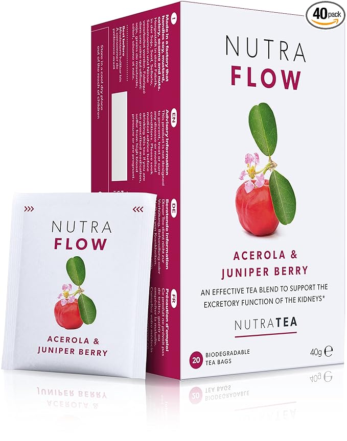 NUTRAFLOW Herbal Tea Blend – Includes Horsetail, Yarrow & Goldenseal - Support Health Cleansing Process - 40 Enveloped Tea Bags - by Nutra Tea - (2 Pack)