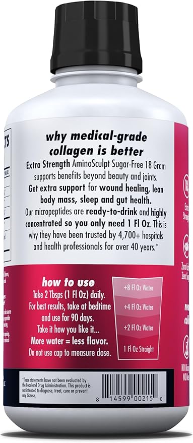 HEALTH DIRECT AminoSculpt Sugar-Free Collagen Supplement - High Potency Medical-Grade Protein for Hair, Skin, Nails & Joints, Grass-Fed, Non-GMO, Liquid Collagen - Smooth Mango - 15 Fl Oz
