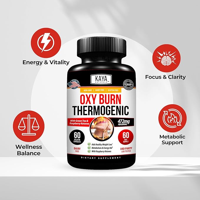 Kaya Naturals Supreme Fat Burner - Weight Loss Pills Women & Men - Appetite Suppressant Supplement - Powerful Thermogenic Diet Pills - Natural Energy Boost Oxy Burn 60 Count