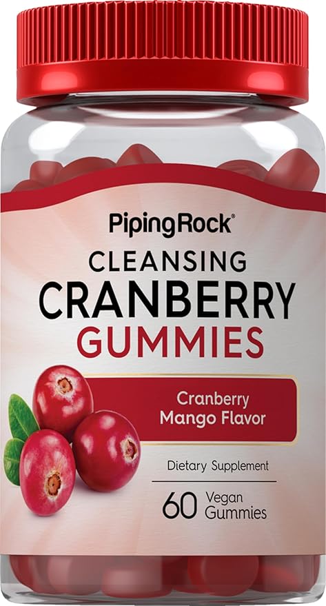 Piping Rock Cranberry Gummies | 60 Count | Cleansing Supplement for Women and Men | Cranberry Mango Flavor | Vegan, Non-GMO, Gluten Free