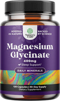 Pure Magnesium Glycinate Supplement 400mg Per Serving - Vegan High Absorption Chelated Magnesium Capsules for Women & Men with Elemental 400mg for Mood Sleep and Relaxation Support - 120 Count