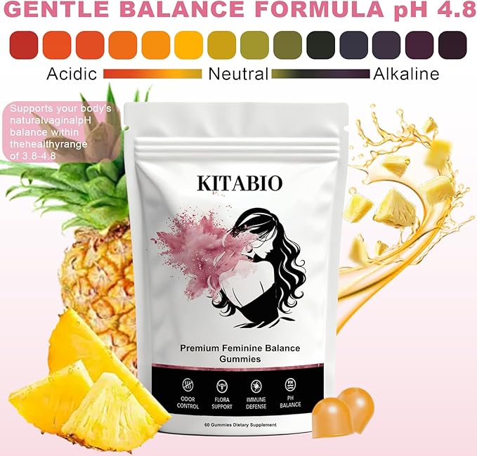 Feminine Balance Gummies - Women’s Premium Gummies | Hawaiian Pineapple - pH Balance | Low Sugar - Gluten-Free (60 Vegan)