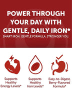 Lunakai USA Made Vegan Iron Gummies 5-in-1 with Methylfolate, Vitamin C, E & B12 - Daily Chewable Iron Supplement for Women, Men & Kids - Energy & Blood Health Support, Non-GMO, 60ct