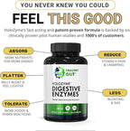 Healthy Gut HoloZyme Max Strength Digestive Enzymes | FODMAP-Friendly Formula Prevents Bloating, Gas, & Indigestion w/Protease, Amylase, Lipase, Lactase, and More | 90 Servings