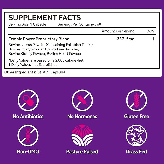 2 Pack Beef Organ Supplement for Women, Natural Grass Fed Beef Liver Capsules, Hormone Balance for Women, for Support Balance Hormones, Energy, & More and Menstrual Cycle,Skin Care