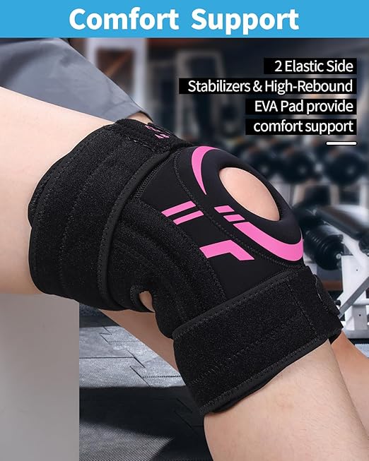 ABYON Knee Brace for Women – Adjustable Knee Support for Meniscus Tear, ACL, MCL & Arthritis – Neoprene Patella Stability Wrap with Dual Side Stabilizer & Patella Gel Pad for Pain Relief & Injury Recovery – See How to Size Video Before Ordering