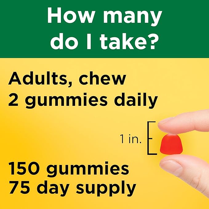 Nature Made Vitamin D3 5000 IU Per Serving Gummies Extra Strength, Bone and Immune Health Support, 150 Vitamin D Gummies for Adults, 75 Day Supply